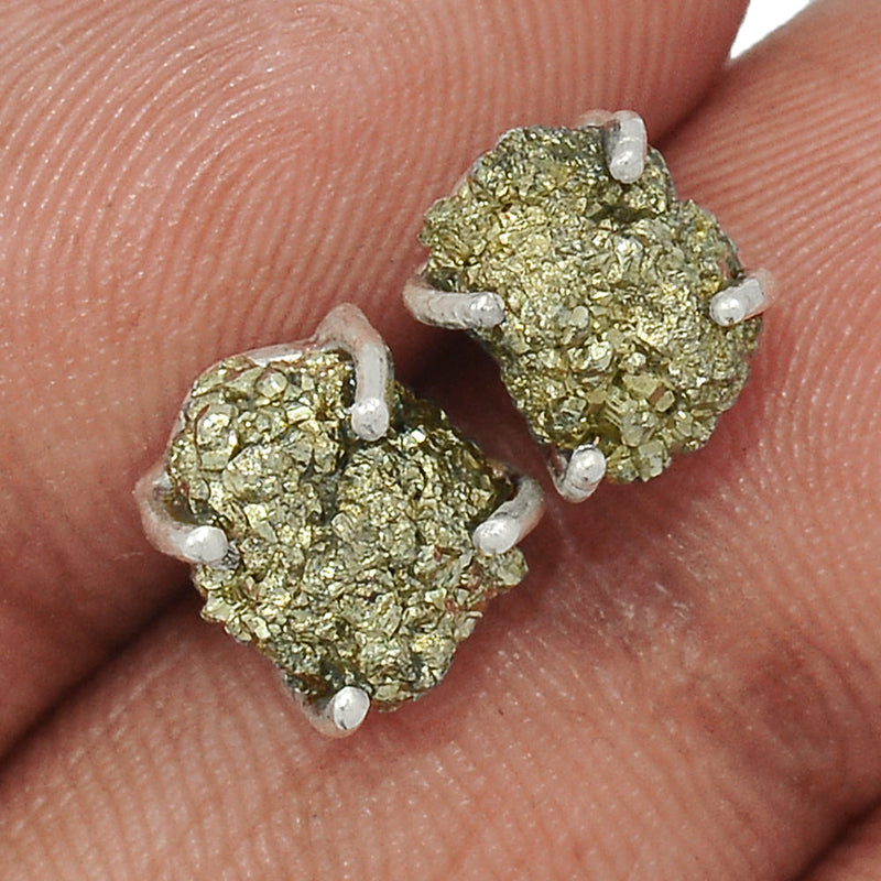 Claw - Mexican Pyrite Druzy Studs - PYDS80