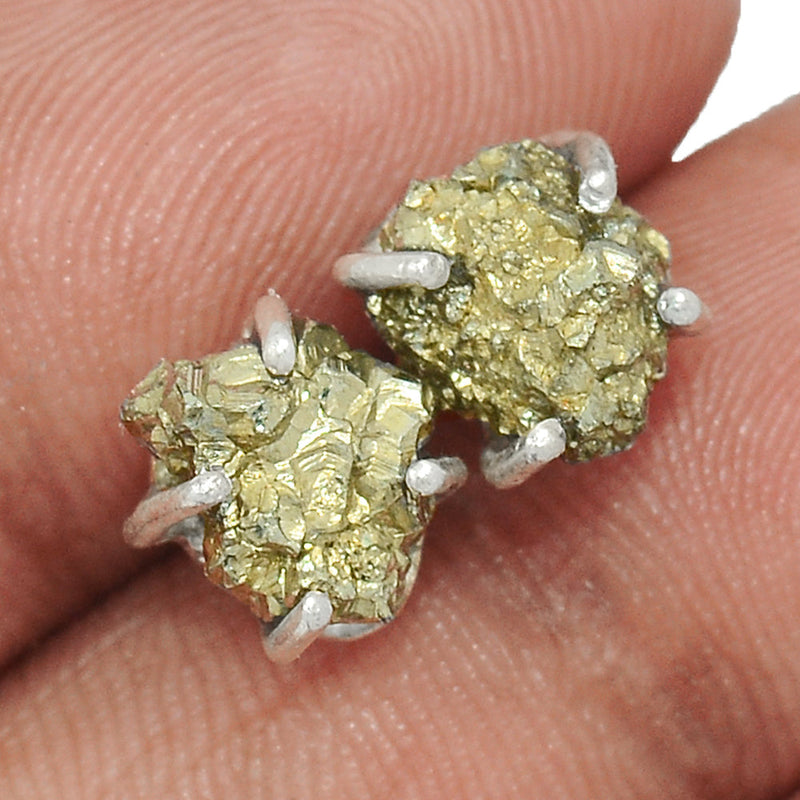 Claw - Mexican Pyrite Druzy Studs - PYDS81