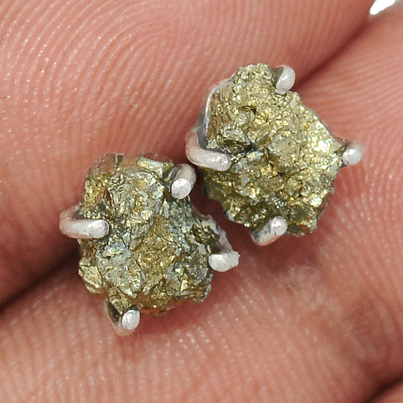 Claw - Mexican Pyrite Druzy Studs - PYDS82