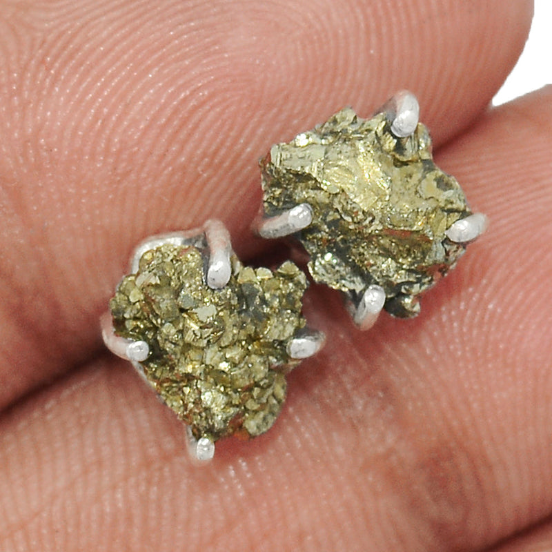 Claw - Mexican Pyrite Druzy Studs - PYDS83