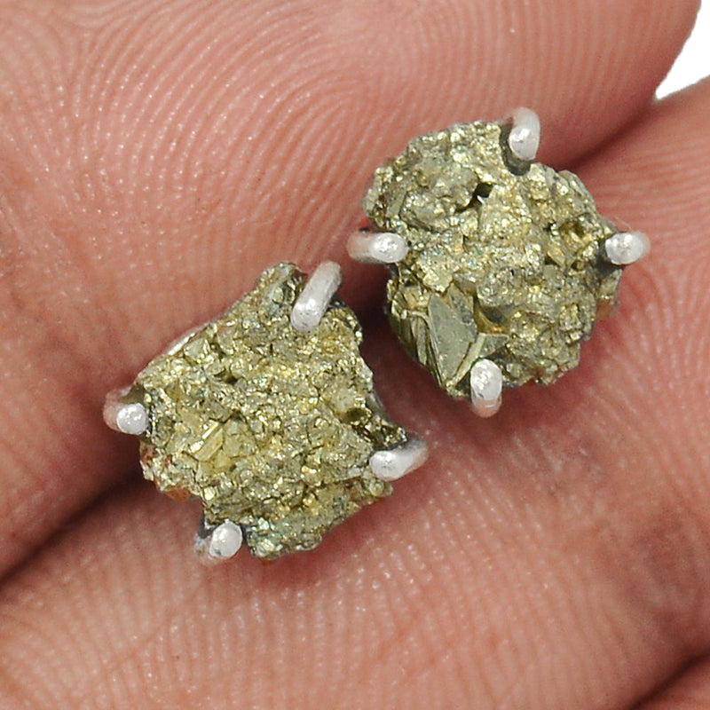 Claw - Mexican Pyrite Druzy Studs - PYDS84