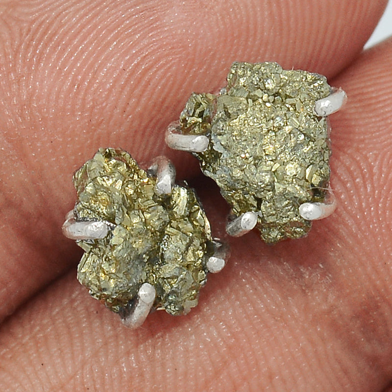 Claw - Mexican Pyrite Druzy Studs - PYDS86