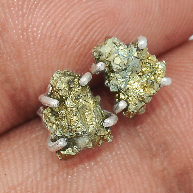 Claw - Mexican Pyrite Druzy Studs - PYDS87