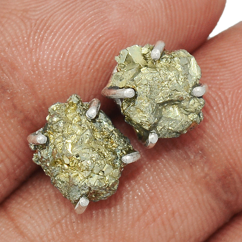 Claw - Mexican Pyrite Druzy Studs - PYDS88