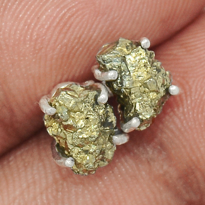 Claw - Mexican Pyrite Druzy Studs - PYDS8