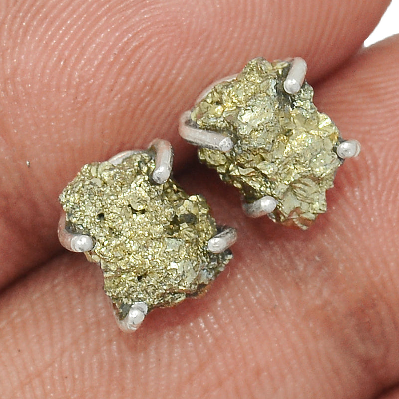 Claw - Mexican Pyrite Druzy Studs - PYDS90