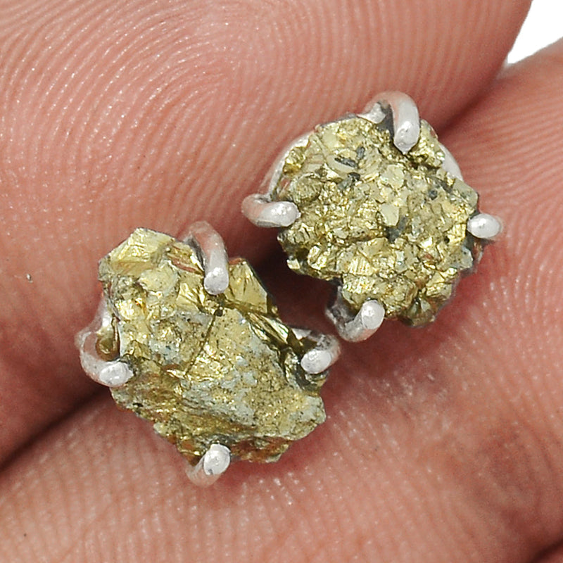 Claw - Mexican Pyrite Druzy Studs - PYDS91