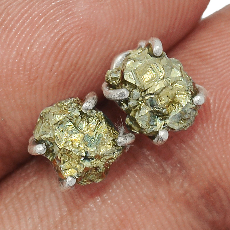 Claw - Mexican Pyrite Druzy Studs - PYDS93