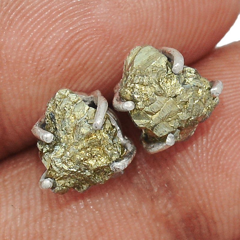 Claw - Mexican Pyrite Druzy Studs - PYDS95