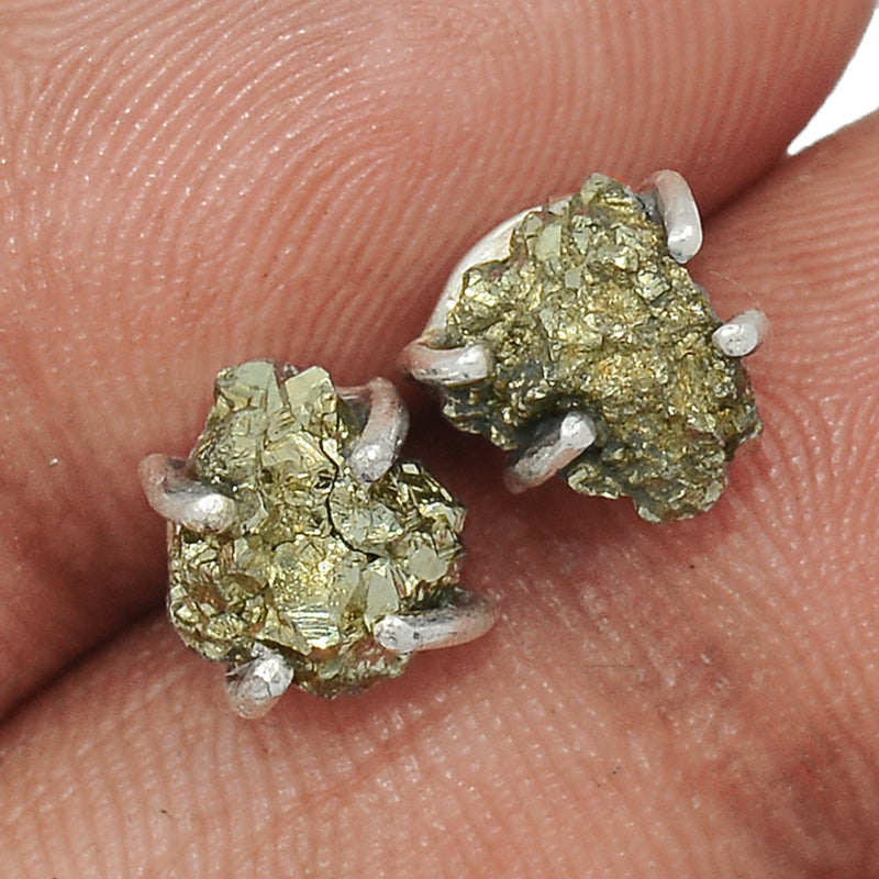 Claw - Mexican Pyrite Druzy Studs - PYDS96