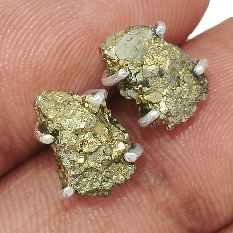 Claw - Mexican Pyrite Druzy Studs - PYDS99