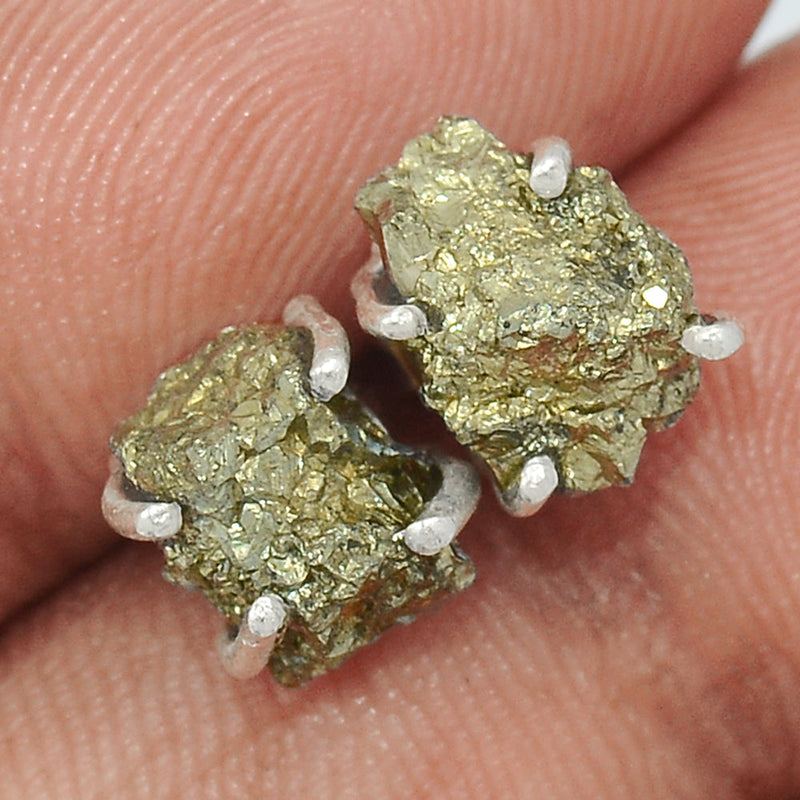 Claw - Mexican Pyrite Druzy Studs - PYDS9