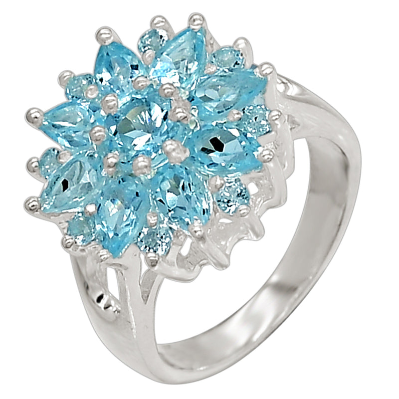 5*5 MM Round - Blue Topaz Silver Ring - R5006BT