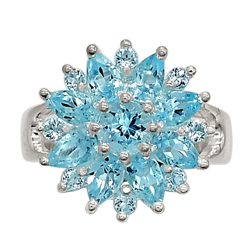 5*5 MM Round - Blue Topaz Silver Ring - R5006BT