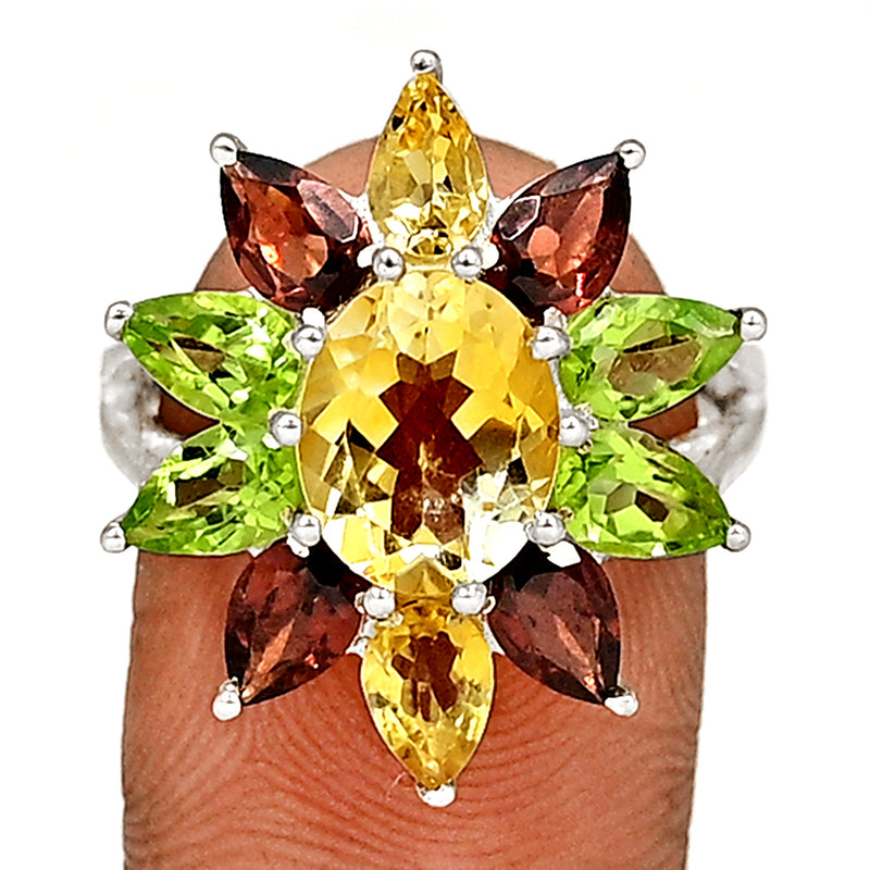 8*10 MM Oval - Citrine With Multi Silver Ring - R5008CWMT