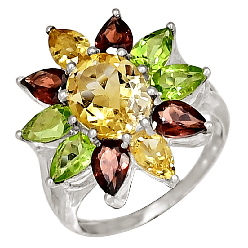 8*10 MM Oval - Citrine With Multi Silver Ring - R5008CWMT