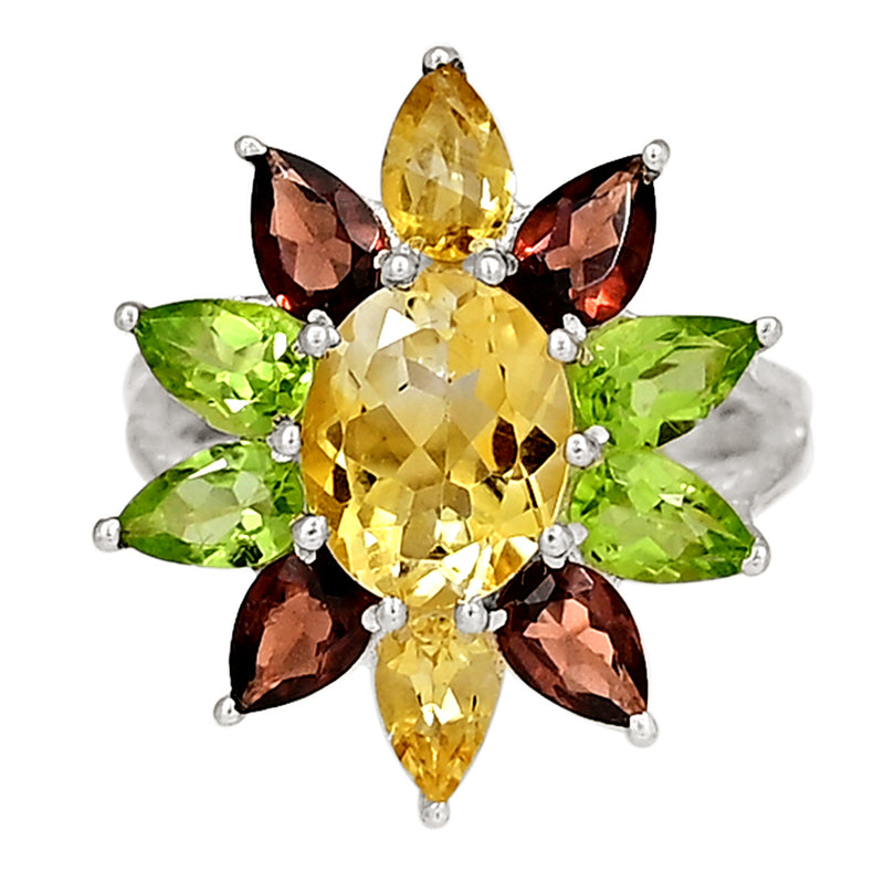 8*10 MM Oval - Citrine With Multi Silver Ring - R5008CWMT