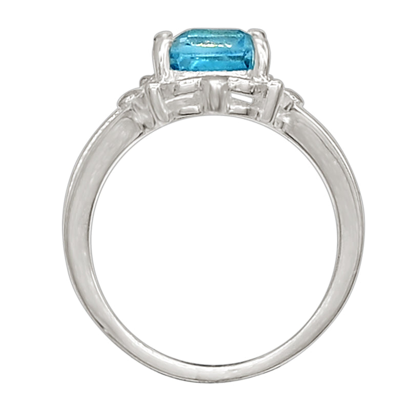 7*9 MM Octo - Blue Topaz Silver Ring - R5018BT