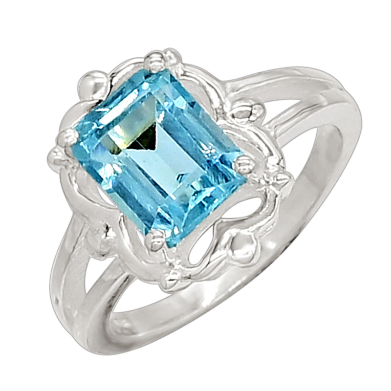 7*9 MM Octo - Blue Topaz Silver Ring - R5018BT