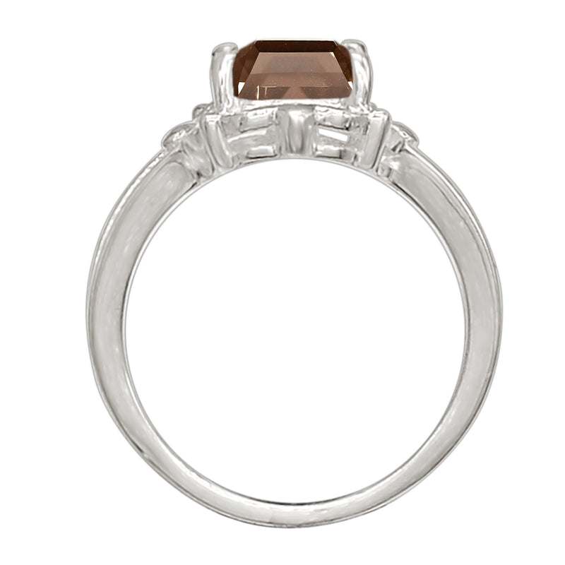 7*9 MM Octo - Smokey Quartz Silver Ring - R5018SQ