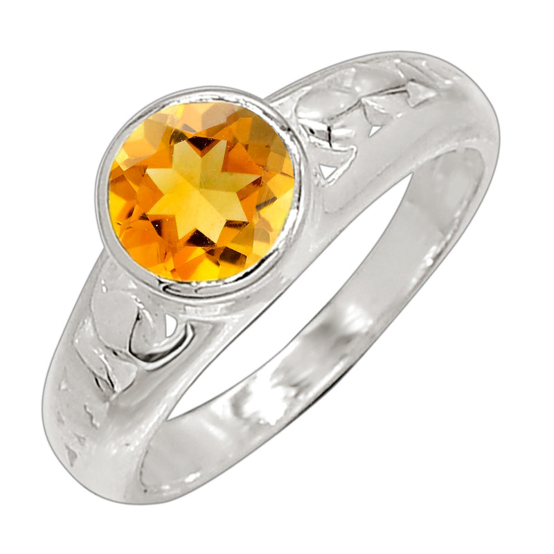 7*7 MM Round - Citrine Silver Ring - R5022C