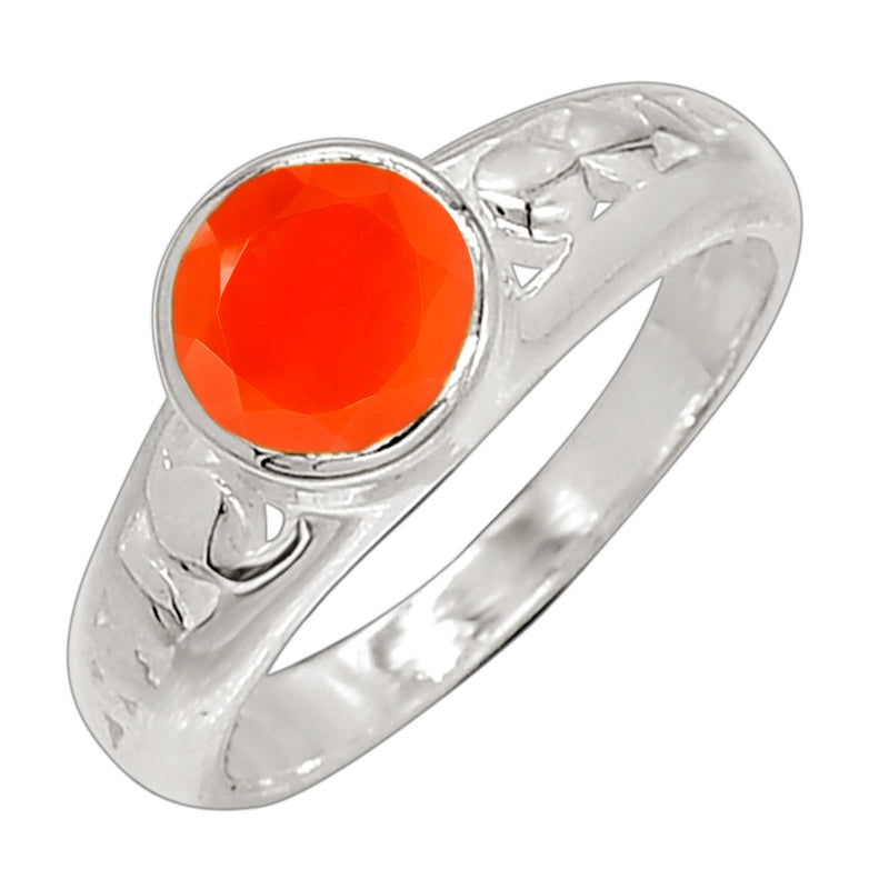 7*7 MM Round - Carnelian Silver Ring - R5022CRN
