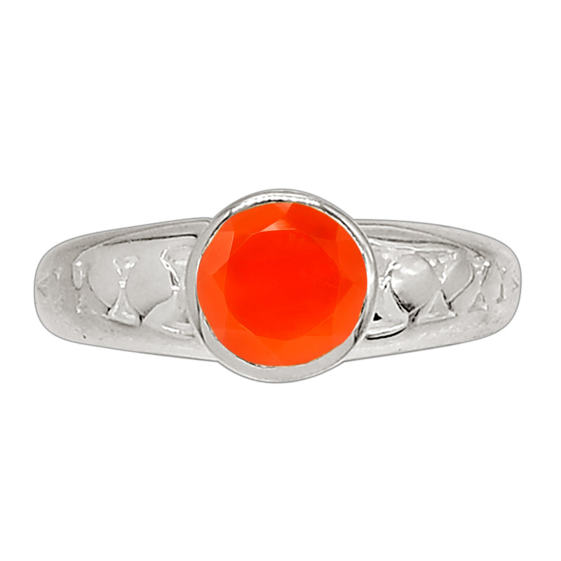 7*7 MM Round - Carnelian Silver Ring - R5022CRN