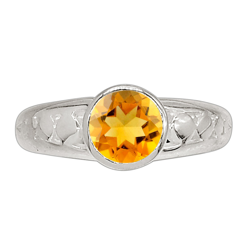 7*7 MM Round - Citrine Silver Ring - R5022C