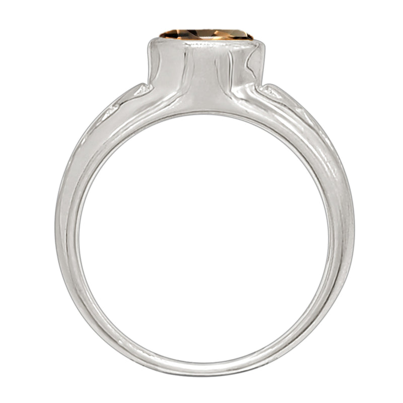 7*7 MM Round - Smokey Quartz Silver Ring - R5022SQ