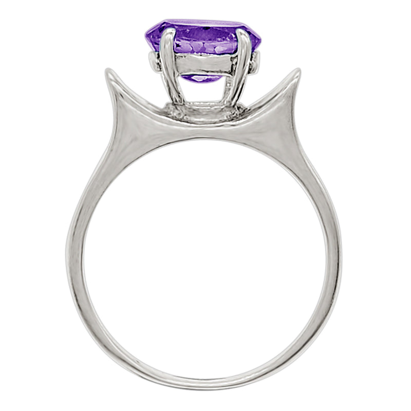 8*6 MM Oval - Amethyst Faceted Silver Ring - R5023A