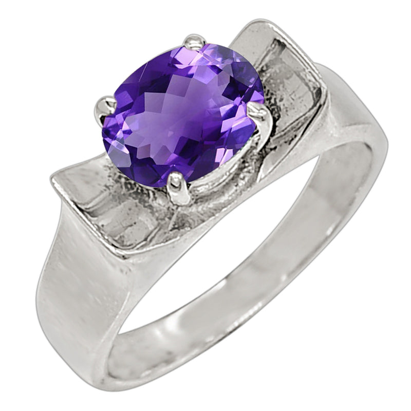 8*6 MM Oval - Amethyst Faceted Silver Ring - R5023A