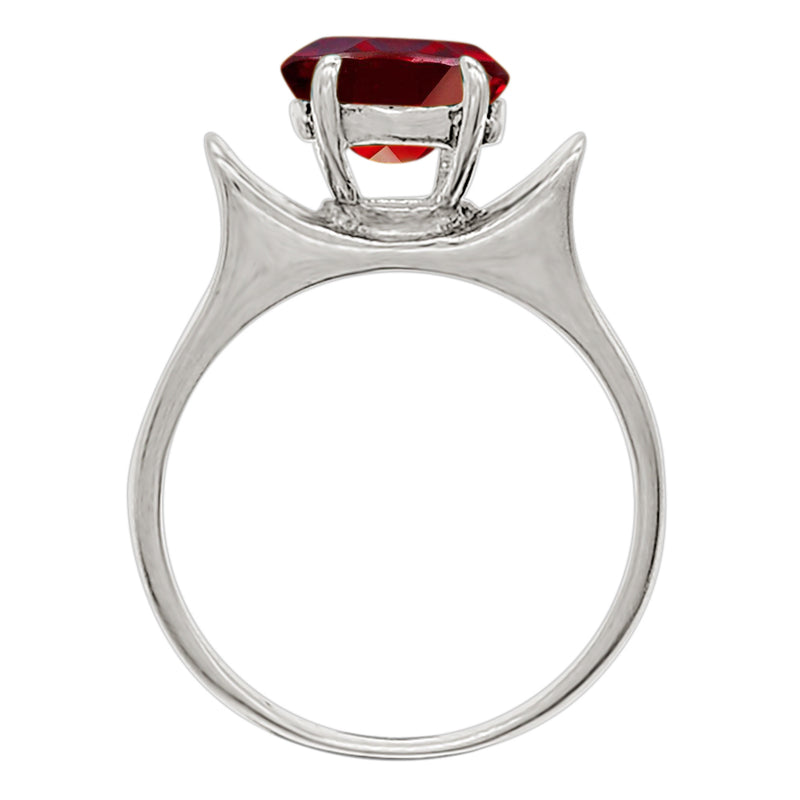 8*6 MM Oval - Garnet Faceted Silver Ring - R5023G