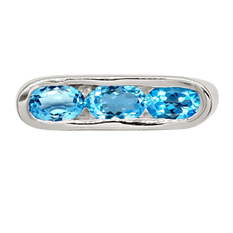 6*4 MM Oval - Blue Topaz Silver Ring - R5029BT