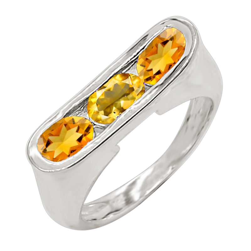 6*4 MM Oval - Citrine Silver Ring - R5029C