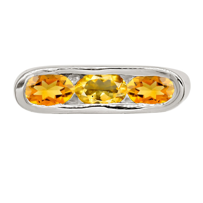 6*4 MM Oval - Citrine Silver Ring - R5029C