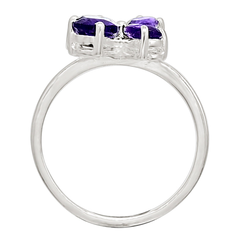 6*4 MM Pear - Amethyst Silver Ring - R5039A