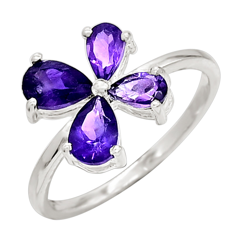 6*4 MM Pear - Amethyst Silver Ring - R5039A