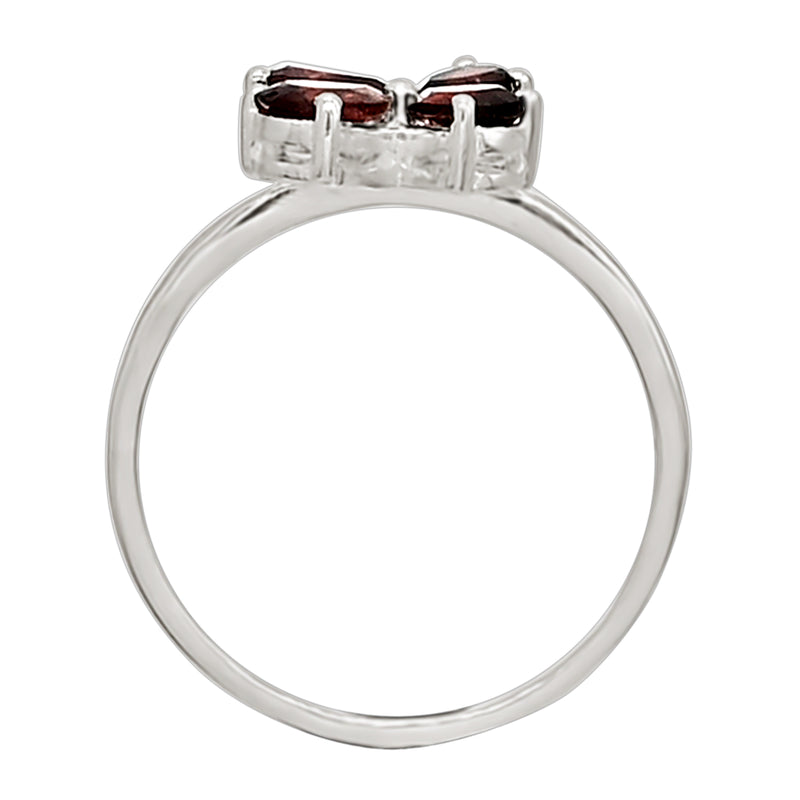 6*4 MM Pear - Garnet Silver Ring - R5039G