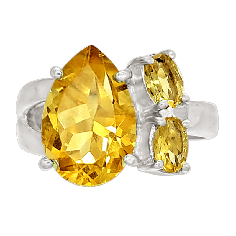 10*14 MM Pear - Citrine Silver Ring - R5042C