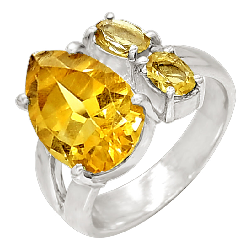 10*14 MM Pear - Citrine Silver Ring - R5042C