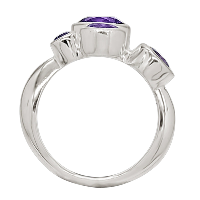 7*7 MM Round - Amethyst Silver Ring - R5044A