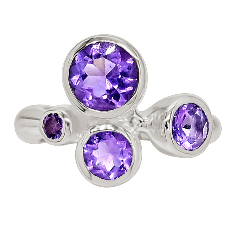7*7 MM Round - Amethyst Silver Ring - R5044A