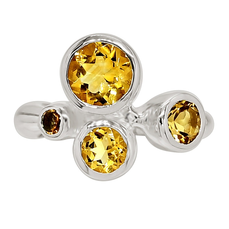 7*7 MM Round - Citrine Silver Ring - R5044C