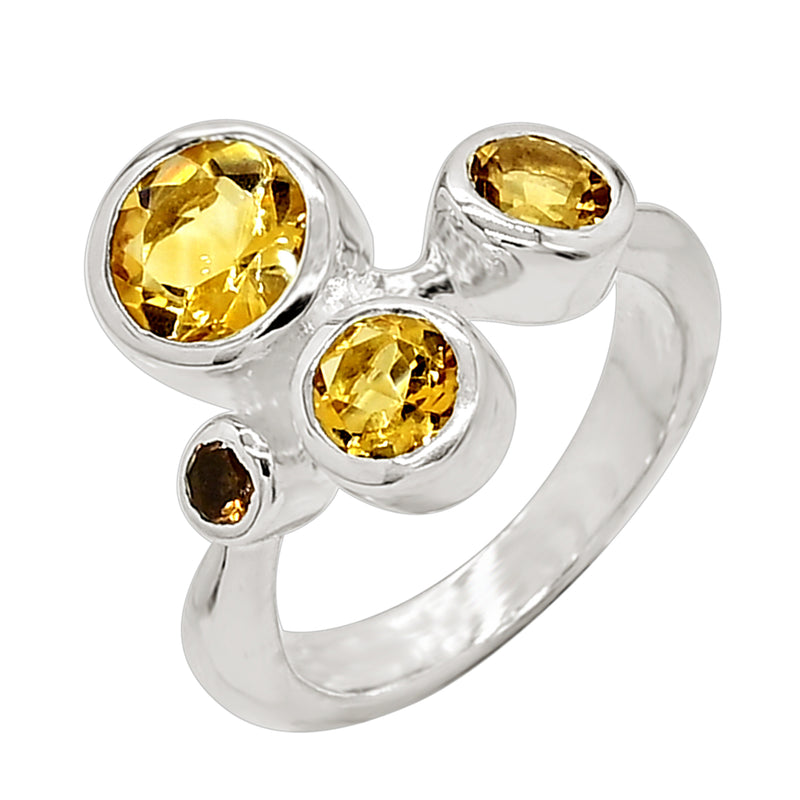 7*7 MM Round - Citrine Silver Ring - R5044C