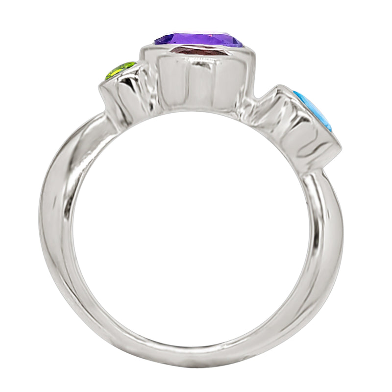 7*7 MM Round - Multi Silver Ring - R5044MLT