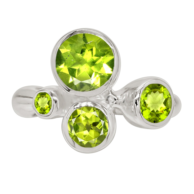 7*7 MM Round - Peridot Silver Ring - R5044P