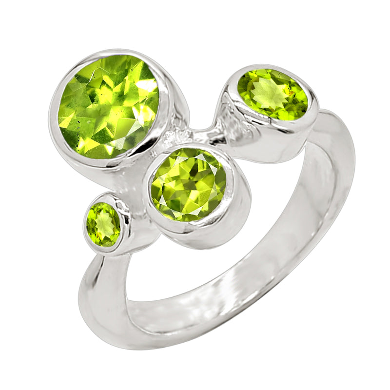 7*7 MM Round - Peridot Silver Ring - R5044P