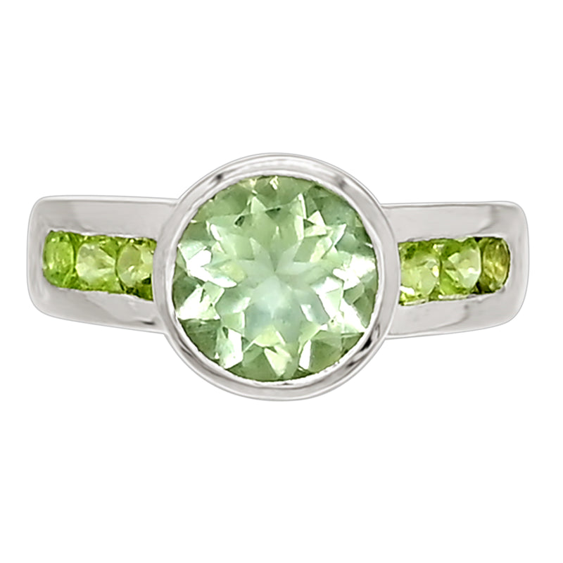 10*10 MM Round - Green Amethyst Silver Ring - R5045GA