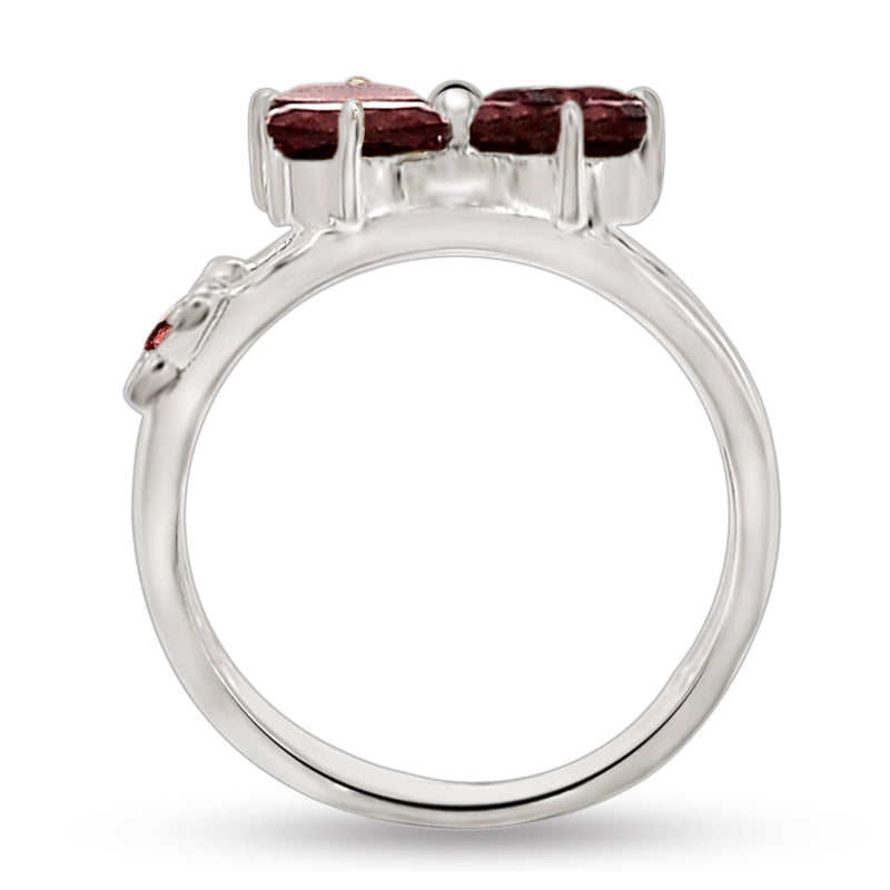 5*7 MM Pear - Garnet Silver Ring - R5046G