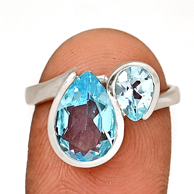 8*12 MM Pear - Blue Topaz Silver Ring - R5047BT